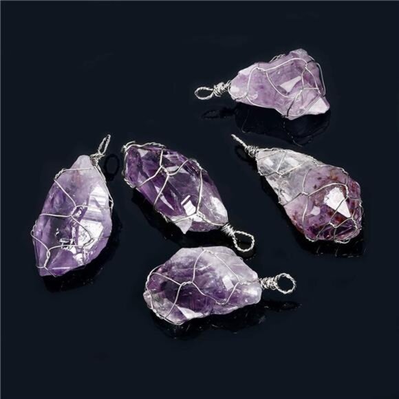 BOUTIQUELOVIN Full Wire Wrapped Amethyst Pendant Necklace Healing Chakra - Picture 6 of 7